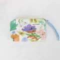 Detailed view of the cute floral print and zipper on a portable corduroy coin pouch - Colorful Butterflies And Blooming Flowers