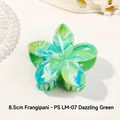 8.5cm marble green plumeria flower hair claw clip with watercolor effect - 8.5cm Dazzle Green Marble Flower
