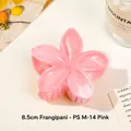 Pink marble plumeria flower hair claw clip with 8.5cm size for elegant women's hairstyling - 8.5cm Frangipani - Ps M-14 Pink / Resin/Plastic