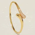 Luxury gold-toned snake bangle with pavé-set stones for women's evening fashion - Gold Snake Bangle BS-J5585G