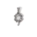 Eleganter Edelstahl-Kleeblatt-Herzanhänger mit funkelndem zentralem Kristalldetail - Foc01 – Diamantbesetztes Vierblättriges Kleeblatt – Stahlfarben