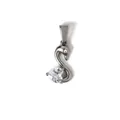 Eleganter Schwan-Anhänger aus silbernem Edelstahl mit großem Kristallherz-Inlay - Foc02 – Diamantbesetzter Schwan – Stahlfarbe