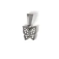 Eleganter dunkelsilberner Schmetterlingsanhänger mit Strasssteinen für DIY-Schmuck - Foc08-schmetterling-stahlfarbe