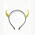 Golden glittery devil horn headband accessory for Halloween party and cosplay costume - Golden Powdered Calf Horns