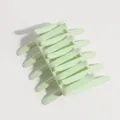 Minimalist mint green cross-tooth hair comb accessory for elegant bun hairstyle styling - Glossy Green