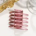 Elegant metallic pink interlocking hair claw clip for women's stylish updo hair styling - Metallic Pink