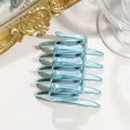 Metallic light blue interlocking hair comb for elegant bun styling and hair fixing - Metallic Blue