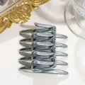 Elegant silver minimalist crossed metal hair comb for French twist and daily styling - Metallic Gray