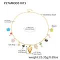 Detail view showing dimensions and weight of the stainless steel charm necklace. - Golden Heart Style (P276)