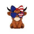 Cuenta de silicona vaca de las tierras altas con bandera de EE. UU. y gafas de corazón - Ganado Highland Marrón 3d-usa