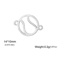 Pendentif balle de tennis ajouré en acier inoxydable 304 pour bijoux DIY 14x10mm - Connecteur de Tennis / Acier