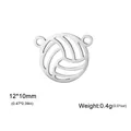 Pendentif ajouré en forme de volleyball en acier inoxydable pour création de bijoux - Connecteur de Volley-ball / Acier