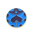 Runder blauer Emaille-Anstecker mit abstrakten Mustern und polierter Goldmetalleinfassung - Xz6344