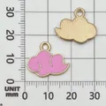 Set of pink enamel cloud charms for DIY jewelry, earrings, and keychains on a grid - 18x15mm / Cloud (12464) / 1 Piece / Pink