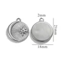 Colgante celestial de estrella y luna de acero inoxidable plateado para joyería DIY 18mm - Color acero