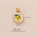 Hand-painted lemon fruit oil drop pendant with gold-plated copper rim for DIY jewelry making - Mango Pendant