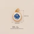 Hand-painted blue shell pendant in gold-plated copper for DIY jewelry making - Shell Pendant