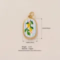 Hand-painted lemon fruit pendant accessory in copper gold-plated finish for DIY jewelry - Lemon White Flower Pendant