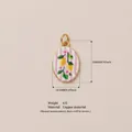Hand-painted oval lemon pendant in gold-plated copper material for DIY jewelry crafts - Lemon Leaf Pendant