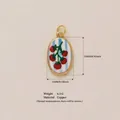 Hand-painted cherry fruit pendant in copper with gold plating for DIY jewelry making - Tomato Vine Pendant