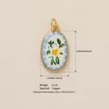 Oval floral painted oil-drop DIY jewelry pendant in gold-plated copper finish 23mm - Gardenia Pendant