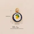 Small gold-plated copper round lemon enamel pendant charm with 14mm diameter marking. - Blue Ring Yellow Mango Pendant Only (Without Chain) / Gold