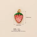 Strawberry enamel charm pendant in gold-plated copper finish for DIY jewelry making - Strawberry Pendant Style 3 Only (Without Chain)