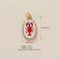 Elegant red lobster enamel oval pendant in a gold-plated copper finish for jewelry - Lobster Pendant Only (Without Chain)