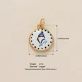 Gold-plated round pendant with blue shell painting for DIY jewelry making - Round Conch Pendant Style 2 Only (Without Chain)