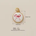 Hand-painted pink bow enamel pendant in gold-plated copper for DIY jewelry making - Bowknot Pendant (2)