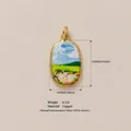 Elegant oval copper pendant with painted field landscape and gold plating for DIY crafts - Blue Sky Landscape Pendant