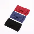 Bandeaux bébé en nylon extensible avec de grands nœuds en couleurs rouge, bleu et noir. - Ensemble Trois Pièces Rouge/Bleu Brume/Noir (3C)