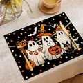 Σουπλά Halloween με χαριτωμένα φαντάσματα και κολοκύθες σε μαύρο ύφασμα πολυεστέρα - 30*45cm / Στυλ Φάντασμα Κολοκύθα Νυχτερίδα (HTP007)