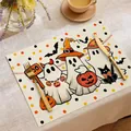 Σουπλά Halloween με φαντάσματα από πολυεστέρα και θερμομόνωση για διακόσμηση - 30*45cm / Στυλ Μαύρη Γάτα Φάντασμα Με Καπέλο Μάγου (HTP008)