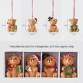 Set completo de 4 adornos navideños de ositos de peluche de resina con caja - Estilo de Oso