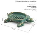 Porte-savon vintage en fonte en forme de tortue avec drainage pour jardin et bain - Porte-savon Tortue - Or Vert (7528)