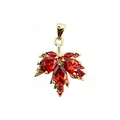 18K gold plated maple leaf pendant with vibrant red zircon stones for jewelry DIY - 3*2.5cm Red Maple Leaf (NAD09-2) / Pendant Only (No Chain)