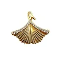 18K gold plated ginkgo leaf pendant with sparkling zircon inlays for DIY jewelry - 3.2*3cm Gold Maple Leaf (NAD10-8) / Pendant Only (No Chain)