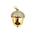 18K gold plated copper acorn pendant featuring micro-pave cubic zirconia for DIY jewelry - 2*1.5cm Gold Acorn (NAA09-4) / Pendant Only (No Chain)