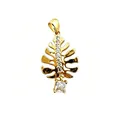 18K gold-plated copper leaf pendant with sparkling zircon inlays for DIY jewelry - 2.6*1.6CM Monstera Leaf (NAD09-10) / Pendant Only (No Chain)