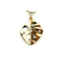 18K gold plated leaf pendant accessory with sparkling zircon inlays for DIY jewelry - 2.2*1.8cm Gold Leaf (NAB01-10) / Pendant Only (No Chain)
