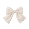 Elegant cream white linen fabric bow hair clip for girls, preppy style child headwear - Simple Double-Layer Bow Style (2) / 1 Piece / Off White