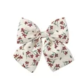 Elegante fermaglio per capelli in tessuto con fiocco floreale per ragazze stile preppy - Stile Floreale Rosso (10) / 1 Pezzo / Bianco avorio