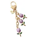 Elegant gold alloy keychain featuring three purple tulip charms and decorative heart clasp - Purple Tulip