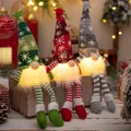 Adorable set of three glowing Christmas gnomes with knitted snowflake hats and long legs. - Long Legs 3-piece Set