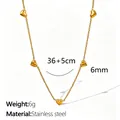 Goldene Halskette mit Herzanhängern aus Edelstahl, verstellbare Länge 36+5cm, 6g - Horizontale Herz-Halskette / Gold