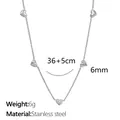 Elegante Edelstahl-Halskette mit Herzanhängern und verstellbarer 36+5cm Kette für Damen - Horizontale Herz-Halskette / Silber