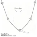 Zilveren hartketting met 6,4 mm bedeltjes en informatie over roestvrij staal - Zilveren Verticale Hart Halsketting (XL135SV)