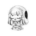Detailed silver-plated cartoon girl praying charm bead for charm bracelets and necklaces - Otc1690 - Girl's Prayer Beads