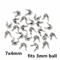 Detailed 7x4mm stainless steel fold-over bead tips for 3mm jewelry balls DIY findings - 7x4mm [0.1g]